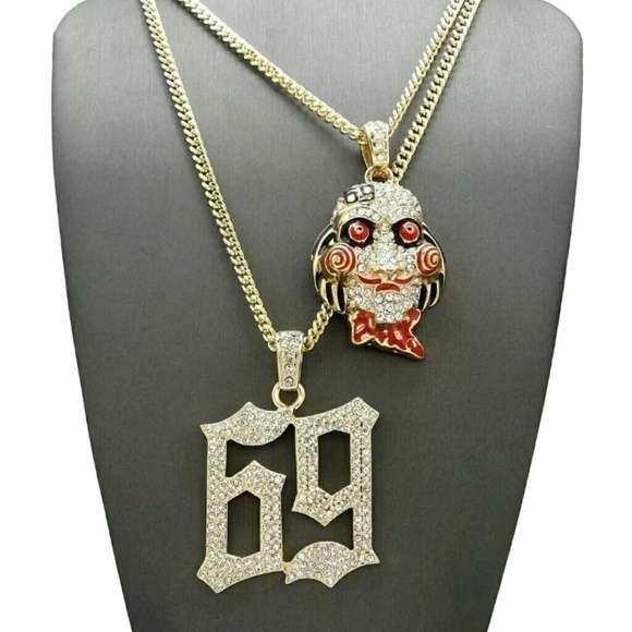 Iced Out 6ix9ine Saw Inspired & 69 Pendant & 20" 2 - Picture 2 of 5